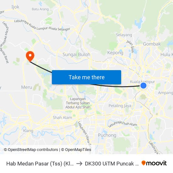 Hab Medan Pasar (Tss) (Kl1939) to DK300 UiTM Puncak Alam map