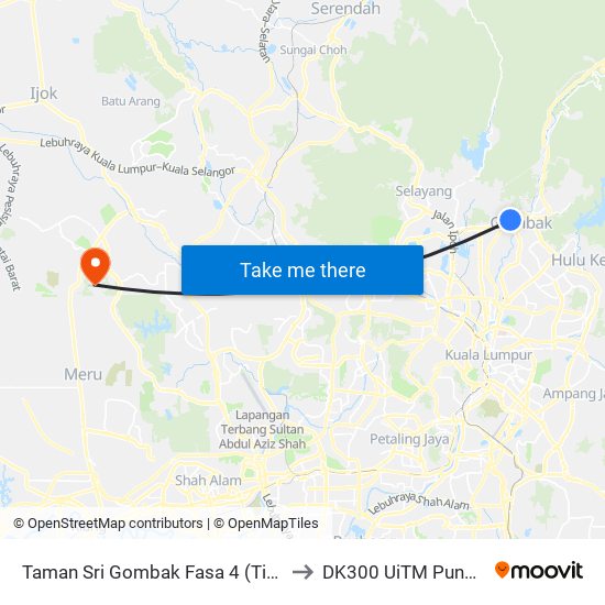Taman Sri Gombak Fasa 4 (Timur) (Sl239) to DK300 UiTM Puncak Alam map