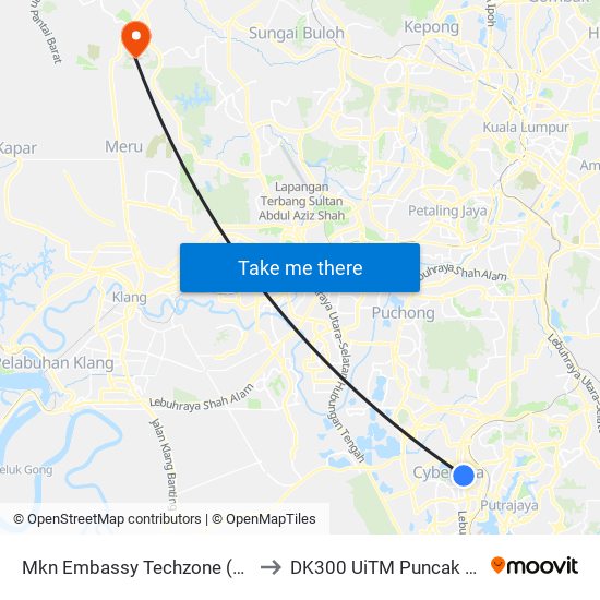 Mkn Embassy Techzone (Sp30) to DK300 UiTM Puncak Alam map
