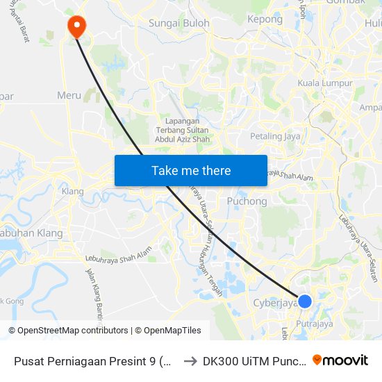 Pusat Perniagaan Presint 9 (Opp) (Ppj96) to DK300 UiTM Puncak Alam map