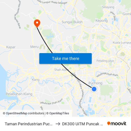 Taman Perindustrian Puchong to DK300 UiTM Puncak Alam map