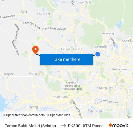 Taman Bukit Maluri (Selatan) (Pj636) to DK300 UiTM Puncak Alam map