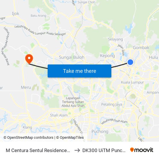 M Centura Sentul Residences (Kl1503) to DK300 UiTM Puncak Alam map