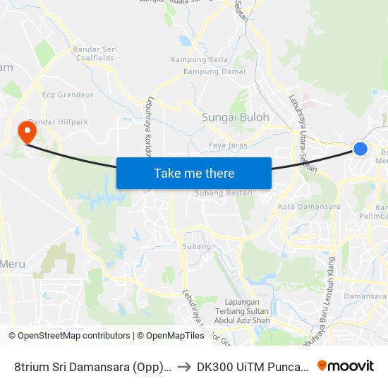 8trium Sri Damansara (Opp) (Pj642) to DK300 UiTM Puncak Alam map