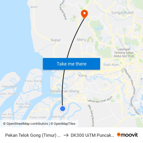 Pekan Telok Gong (Timur) (Bd11) to DK300 UiTM Puncak Alam map