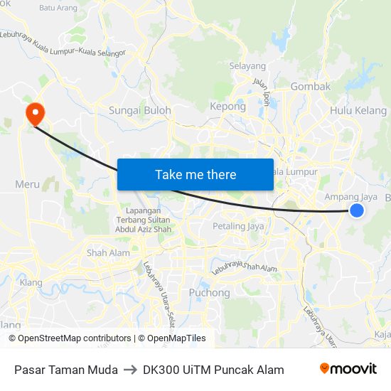 Pasar Taman Muda to DK300 UiTM Puncak Alam map