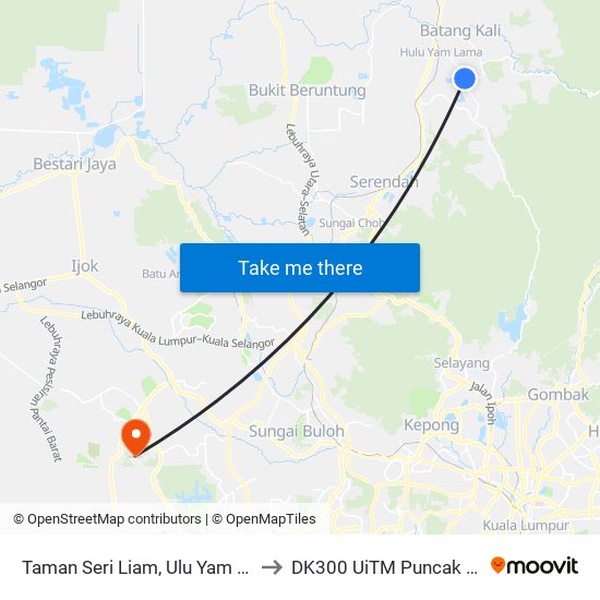 Taman Seri Liam, Ulu Yam Bharu to DK300 UiTM Puncak Alam map
