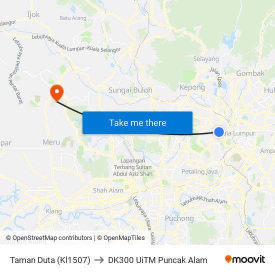 Taman Duta (Kl1507) to DK300 UiTM Puncak Alam map