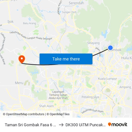 Taman Sri Gombak Fasa 6 (Sl198) to DK300 UiTM Puncak Alam map
