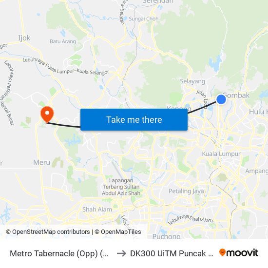 Metro Tabernacle (Opp) (Sl251) to DK300 UiTM Puncak Alam map