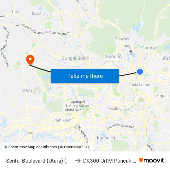Sentul Boulevard (Utara) (Kl645) to DK300 UiTM Puncak Alam map