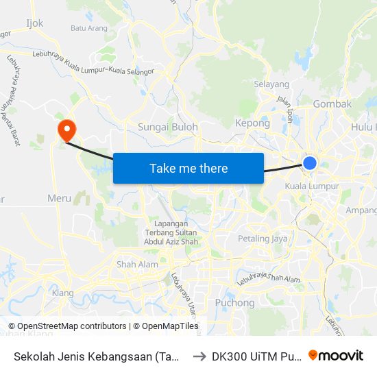 Sekolah Jenis Kebangsaan (Tamil) Sentul (Kl2052) to DK300 UiTM Puncak Alam map