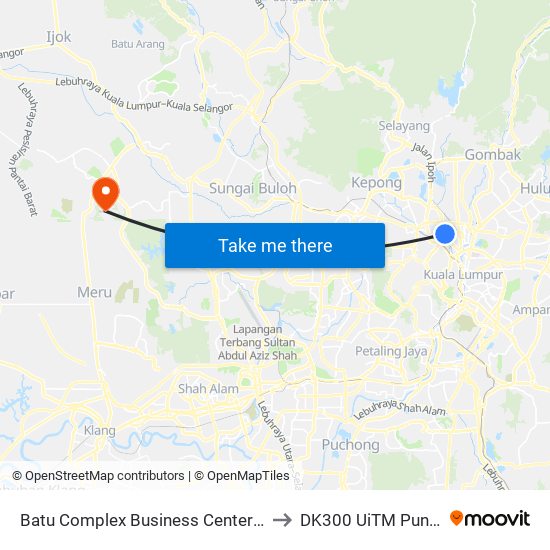 Batu Complex Business Center (Opp) (Kl604) to DK300 UiTM Puncak Alam map