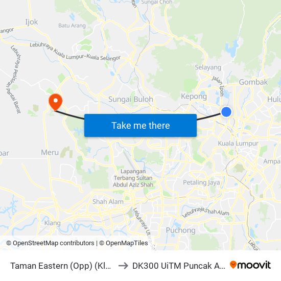Taman Eastern (Opp) (Kl586) to DK300 UiTM Puncak Alam map