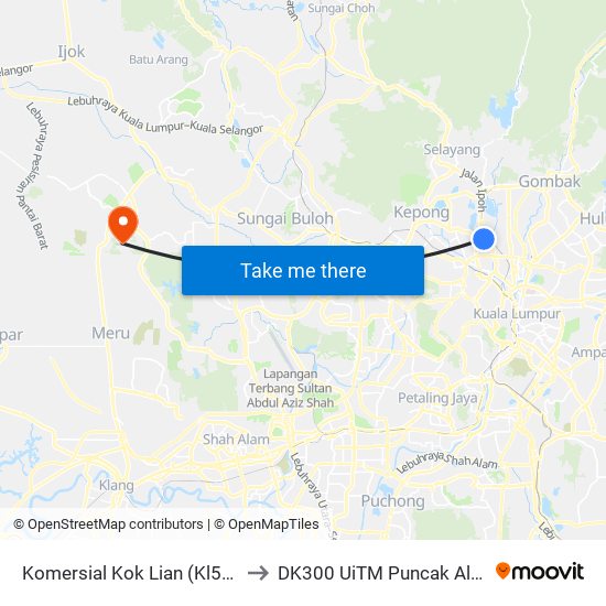 Komersial Kok Lian (Kl587) to DK300 UiTM Puncak Alam map