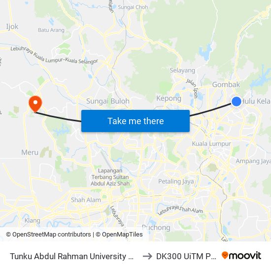 Tunku Abdul Rahman University College (Taruc) (Kl162) to DK300 UiTM Puncak Alam map