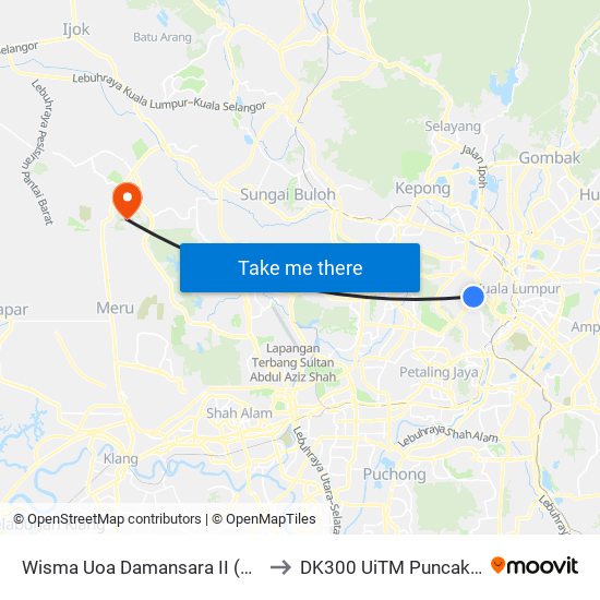 Wisma Uoa Damansara II (Kl1177) to DK300 UiTM Puncak Alam map