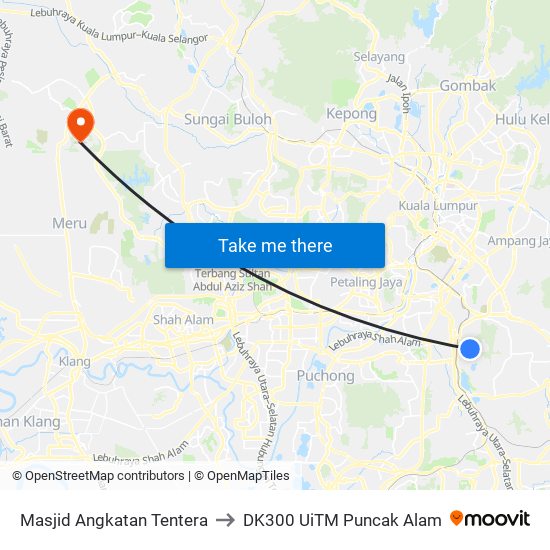 Masjid Angkatan Tentera to DK300 UiTM Puncak Alam map