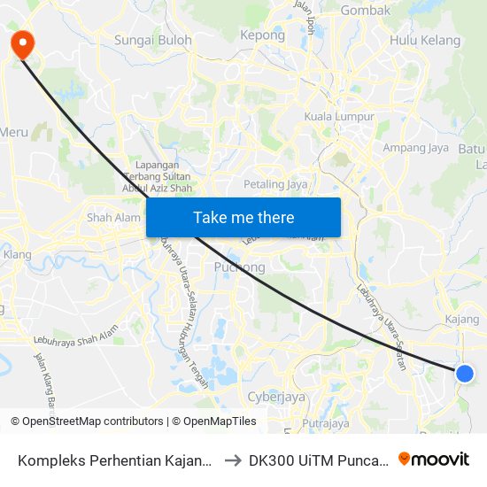 Kompleks Perhentian Kajang (Kj461) to DK300 UiTM Puncak Alam map