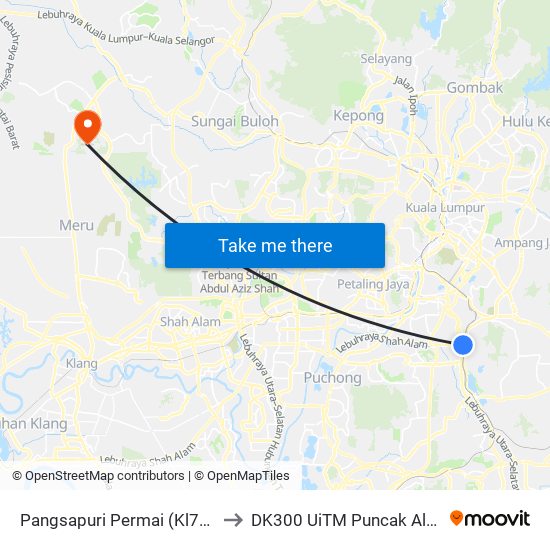 Pangsapuri Permai (Kl784) to DK300 UiTM Puncak Alam map