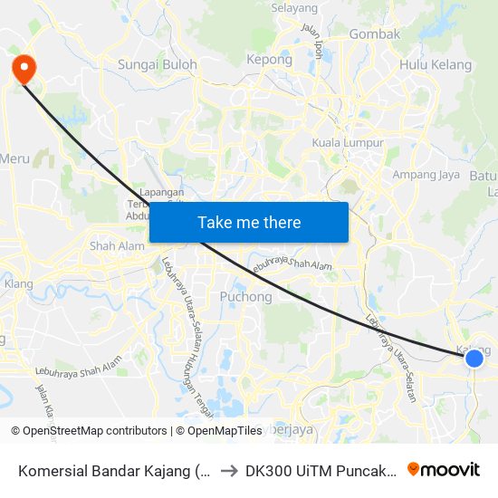 Komersial Bandar Kajang (Kj507) to DK300 UiTM Puncak Alam map