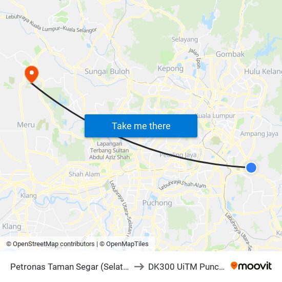 Petronas Taman Segar (Selatan) (Kl917) to DK300 UiTM Puncak Alam map