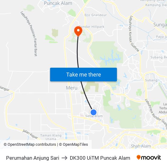 Perumahan Anjung Sari to DK300 UiTM Puncak Alam map