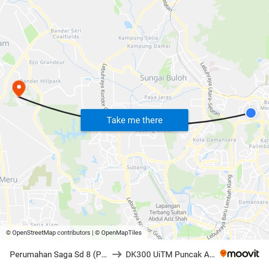 Perumahan Saga Sd 8 (Pj41) to DK300 UiTM Puncak Alam map