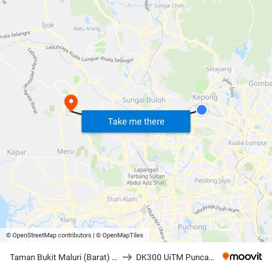 Taman Bukit Maluri (Barat) (Kl557) to DK300 UiTM Puncak Alam map