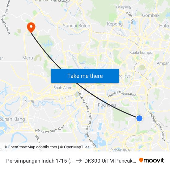 Persimpangan Indah 1/15 (Sj796) to DK300 UiTM Puncak Alam map