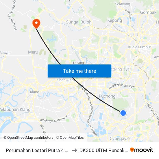 Perumahan Lestari Putra 4 (Sj877) to DK300 UiTM Puncak Alam map