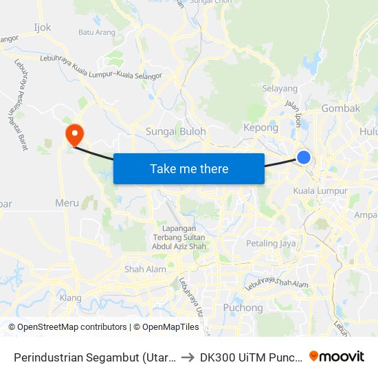 Perindustrian Segambut (Utara) (Kl2493) to DK300 UiTM Puncak Alam map