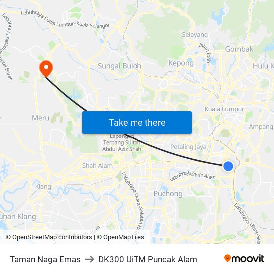 Taman Naga Emas to DK300 UiTM Puncak Alam map