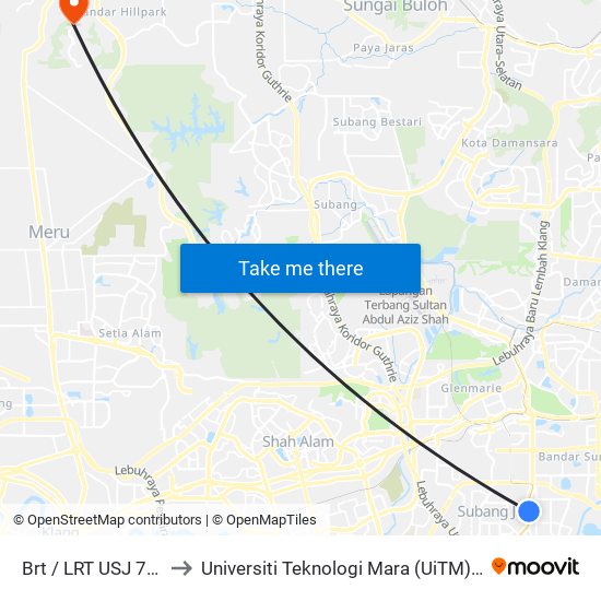 Brt / LRT USJ 7 (Sj692) to Universiti Teknologi Mara (UiTM) Puncak Alam map