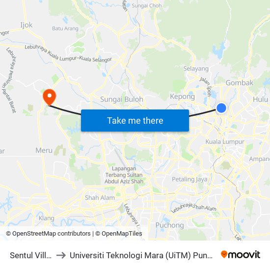 Sentul Village to Universiti Teknologi Mara (UiTM) Puncak Alam map