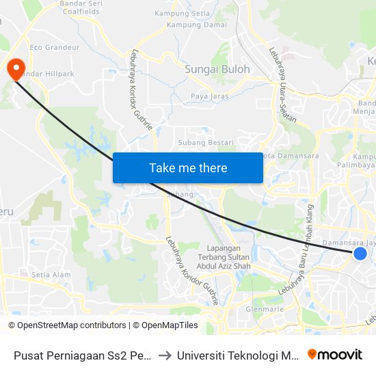 Pusat Perniagaan Ss2 Petaling Jaya (Utara) (Pj771) to Universiti Teknologi Mara (UiTM) Puncak Alam map