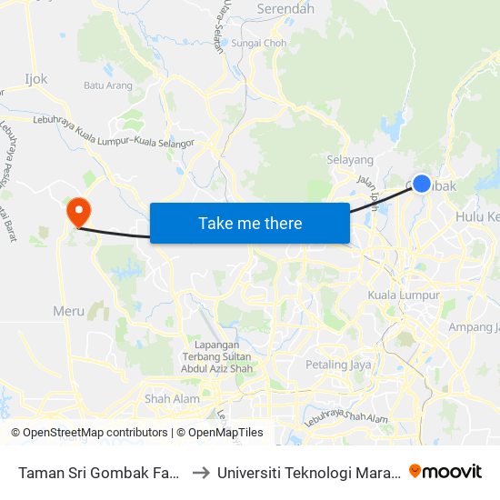 Taman Sri Gombak Fasa 4 (Timur) (Sl239) to Universiti Teknologi Mara (UiTM) Puncak Alam map