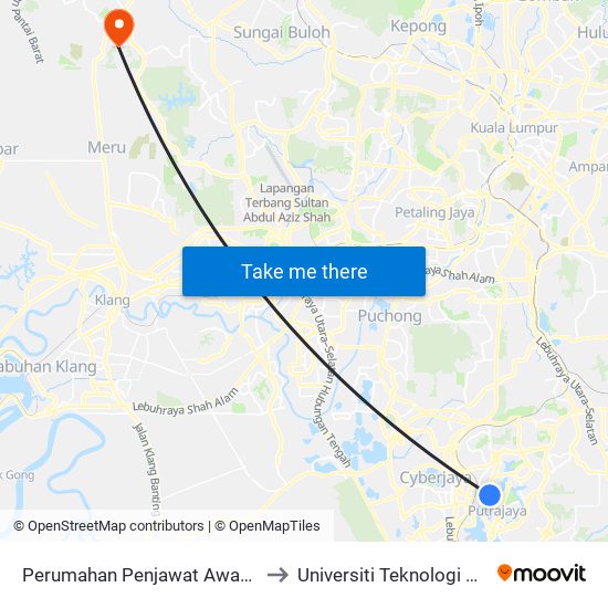 Perumahan Penjawat Awam 8r2 Presint 8 (Barat) (Ppj58) to Universiti Teknologi Mara (UiTM) Puncak Alam map