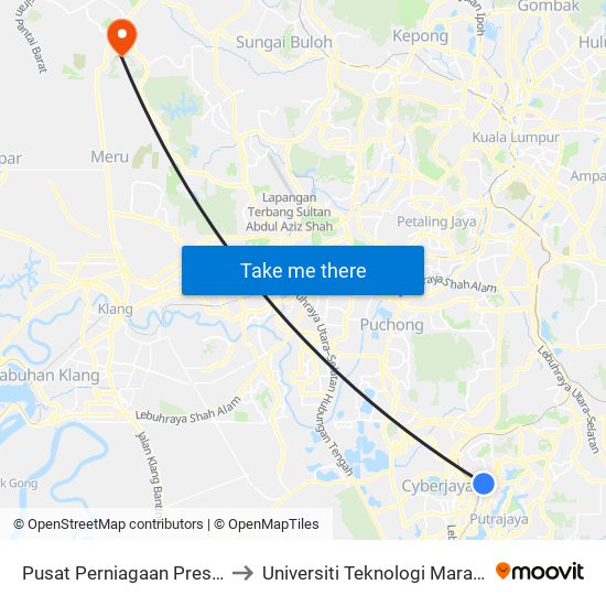 Pusat Perniagaan Presint 9 (Opp) (Ppj96) to Universiti Teknologi Mara (UiTM) Puncak Alam map