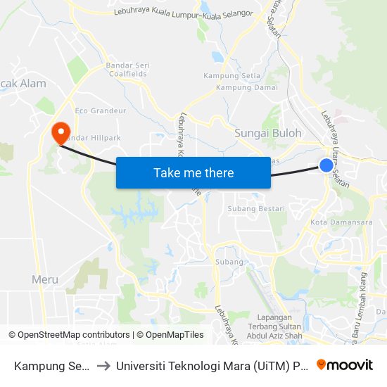 Kampung Selamat to Universiti Teknologi Mara (UiTM) Puncak Alam map