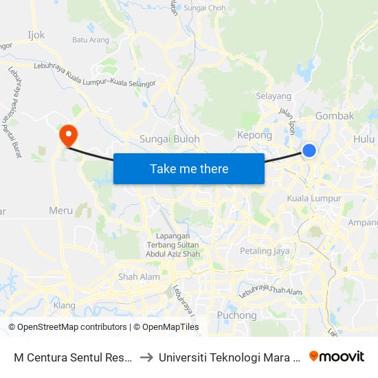 M Centura Sentul Residences (Kl1503) to Universiti Teknologi Mara (UiTM) Puncak Alam map