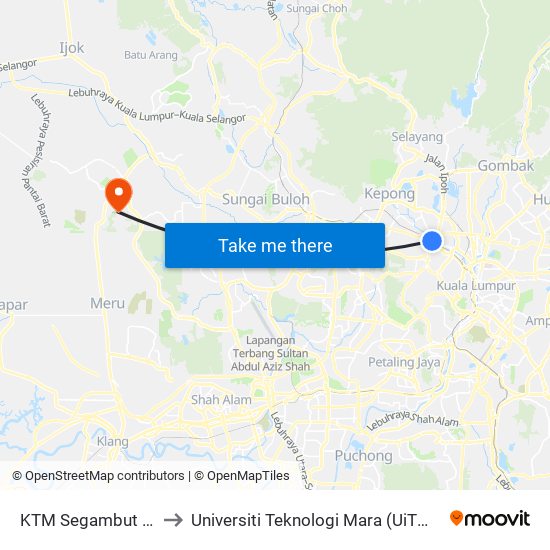 KTM Segambut (Kl2331) to Universiti Teknologi Mara (UiTM) Puncak Alam map