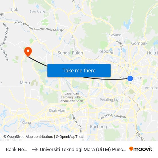 Bank Negara to Universiti Teknologi Mara (UiTM) Puncak Alam map