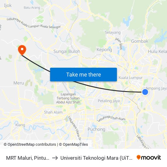 MRT Maluri, Pintu B (Kl874) to Universiti Teknologi Mara (UiTM) Puncak Alam map