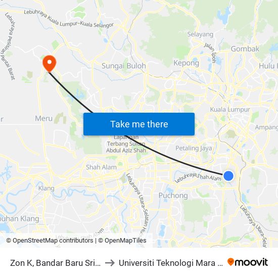 Zon K, Bandar Baru Sri Petaling (Kl2031) to Universiti Teknologi Mara (UiTM) Puncak Alam map