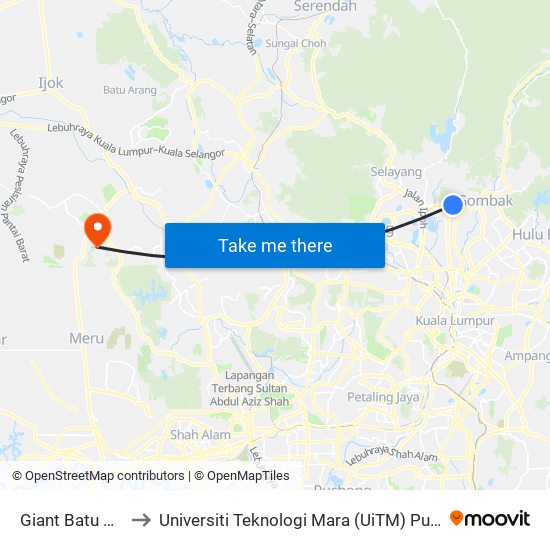 Giant Batu Caves to Universiti Teknologi Mara (UiTM) Puncak Alam map