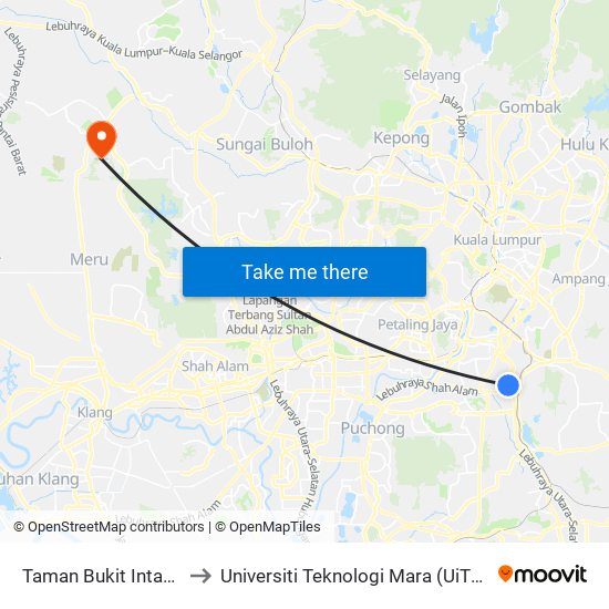 Taman Bukit Intan (Kl1309) to Universiti Teknologi Mara (UiTM) Puncak Alam map