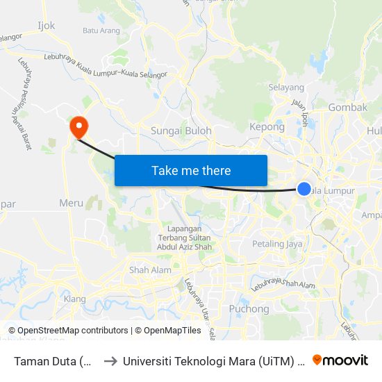 Taman Duta (Kl1507) to Universiti Teknologi Mara (UiTM) Puncak Alam map