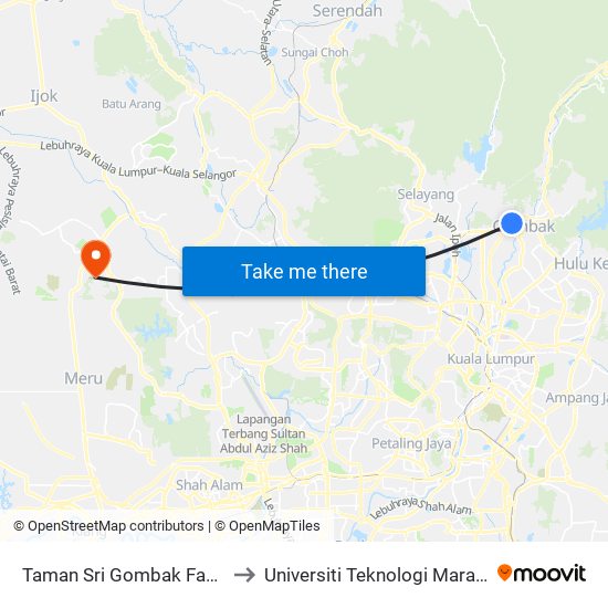 Taman Sri Gombak Fasa 4 (Timur) (Sl241) to Universiti Teknologi Mara (UiTM) Puncak Alam map