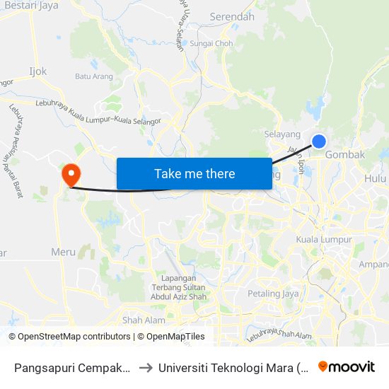 Pangsapuri Cempaka (Opp) (Sl180) to Universiti Teknologi Mara (UiTM) Puncak Alam map